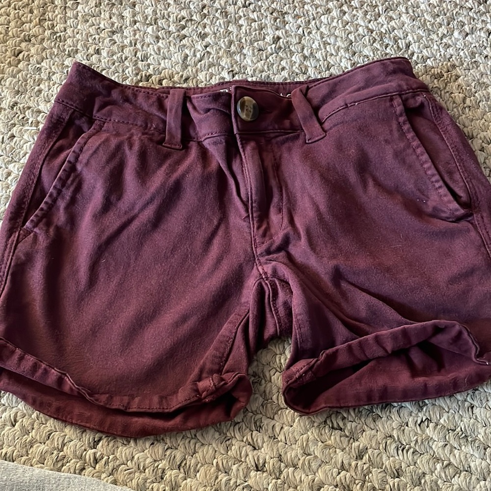 Maroon American Eagle jean shorts